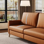 84 Modern Sofa Couch, 3 Seater Upholstered Sofa with Streamlined Armrest, Deep Seat Sleeper Sofa Couch for Living Room Bedroom Apartment, Brown