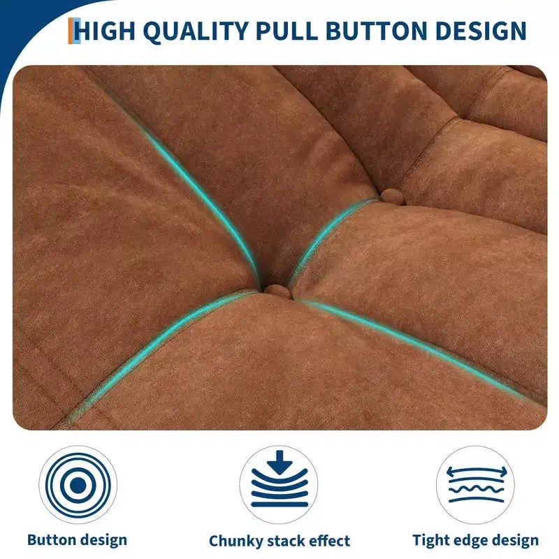 Canapé Teddy de 175 cm, Canapé deux places pouf avec assise profonde, Canapés rembourrés pour salon, chambre à coucher, appartement
