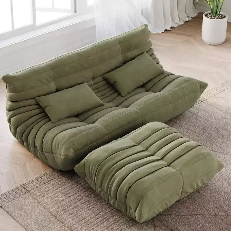 Canapé Teddy de 175 cm, Canapé deux places pouf avec assise profonde, Canapés rembourrés pour salon, chambre à coucher, appartement