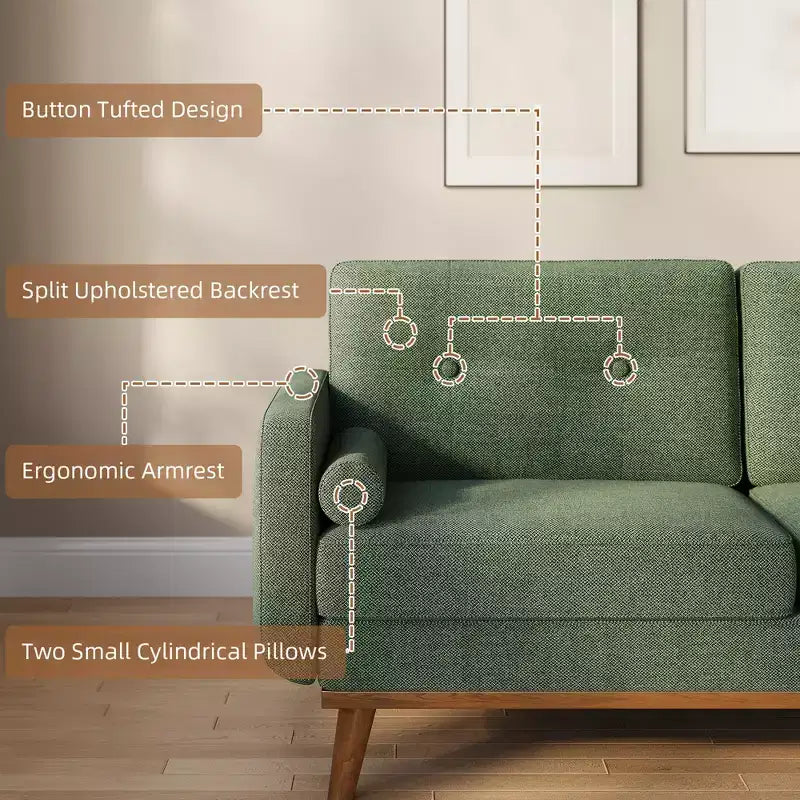 65 Modern Loveseat Sofa, 2 Seater Upholstered Sofa Couch With Wide Armrest, Deep Seat Sofa Couch for Living Room Office Bedroom Apartment
