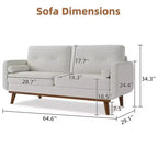 65 Modern Loveseat Sofa, 2 Seater Upholstered Sofa Couch With Wide Armrest, Deep Seat Sofa Couch for Living Room Office Bedroom Apartment