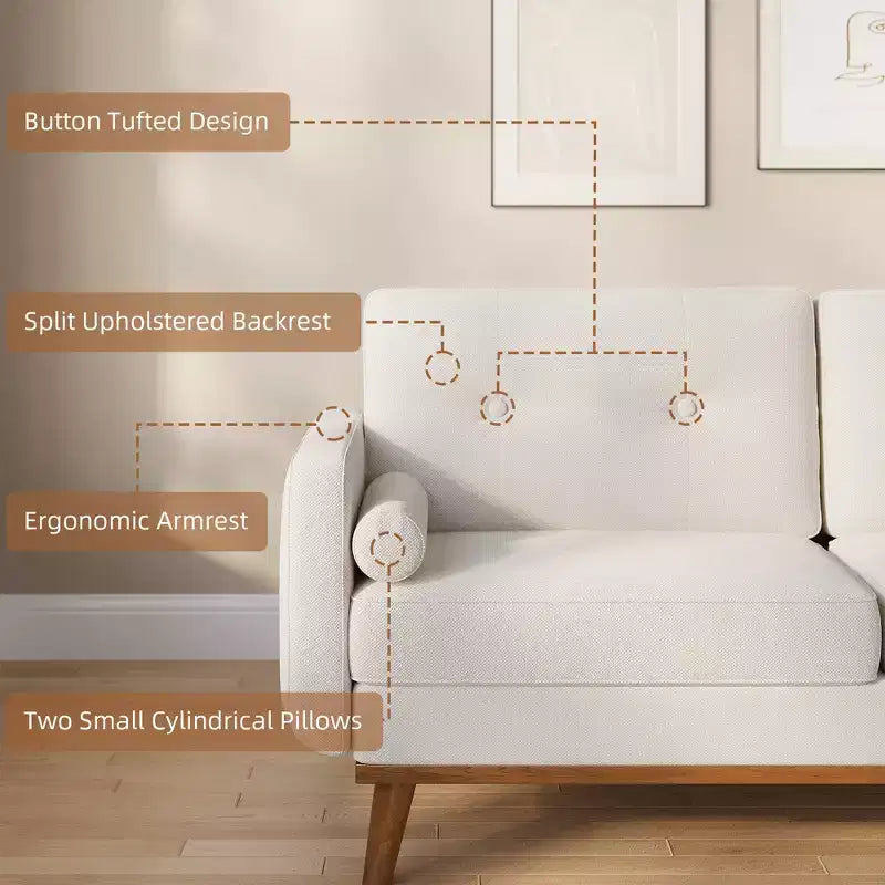 65 Modern Loveseat Sofa, 2 Seater Upholstered Sofa Couch With Wide Armrest, Deep Seat Sofa Couch for Living Room Office Bedroom Apartment