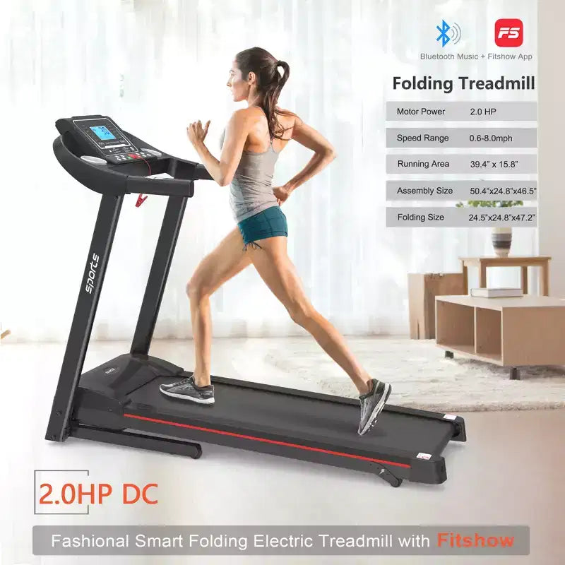 Tapis de course pliable avec inclinaison manuelle, 5 écrans et capacité de 113 kg