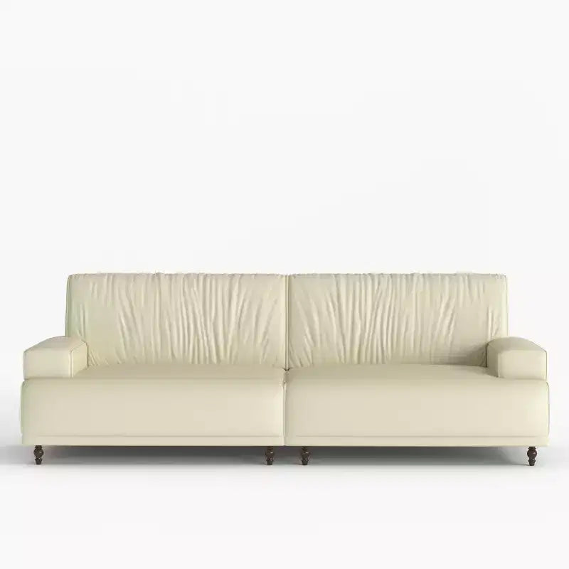 Gaoyangjiaju Canapé moderne médiéval en cuir de 219,5 cm avec cadre et pieds en bois massif