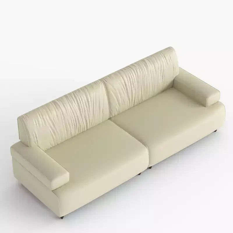 Gaoyangjiaju Canapé moderne médiéval en cuir de 219,5 cm avec cadre et pieds en bois massif
