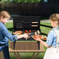 ROVSUN Portable Lightweight Charcoal Grill, Foldable Small Grill w/ Barbecue Tools, Stainless Steel Grilling Net, for Backyard