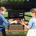 ROVSUN Portable Lightweight Charcoal Grill, Foldable Small Grill w/ Barbecue Tools, Stainless Steel Grilling Net, for Backyard