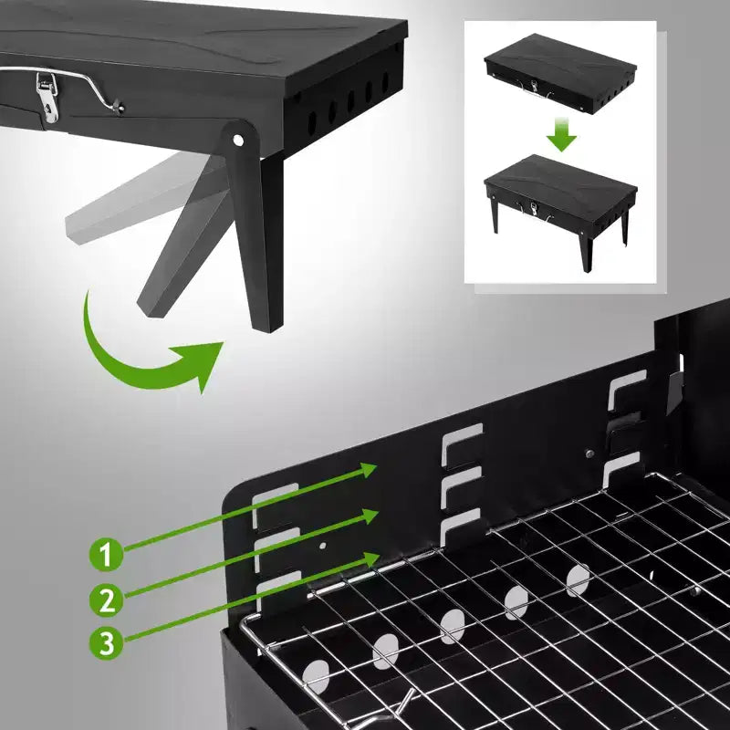 ROVSUN Portable Lightweight Charcoal Grill, Foldable Small Grill w/ Barbecue Tools, Stainless Steel Grilling Net, for Backyard