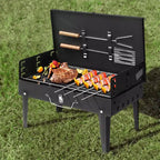 ROVSUN Portable Lightweight Charcoal Grill, Foldable Small Grill w/ Barbecue Tools, Stainless Steel Grilling Net, for Backyard