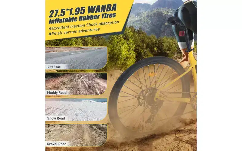 Vélo tout-terrain 27,5 pouces, 8 vitesses, pour hommes, femmes, garçons et filles, suspension avant, cadre en acier