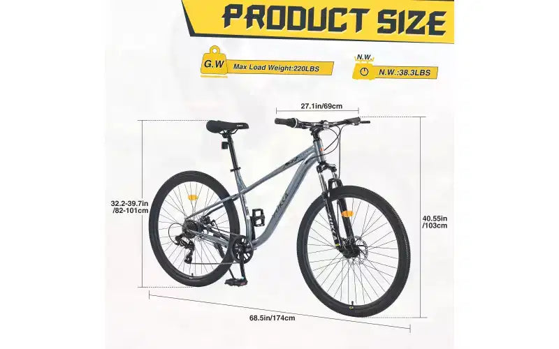 Vélo tout-terrain 27,5 pouces, 8 vitesses, pour hommes, femmes, garçons et filles, suspension avant, cadre en acier