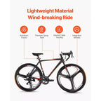 VEVOR Road Bike, 700C Wheels Racing Bike, SHIMANO 14 Speeds Drivetrain City Commuter Road Bicycle with Aluminum Alloy Frame, Drop Bar, Black