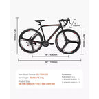VEVOR Road Bike, 700C Wheels Racing Bike, SHIMANO 21 Speeds Drivetrain System City Commuter Road Bicycle with Carbon Steel Frame, Black