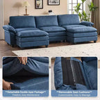 Karl Home |120 in. W Pillow Top Arm Double-layer Cushion Corduroy Sofa in White With Ottoman