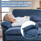 Karl Home |120 in. W Pillow Top Arm Double-layer Cushion Corduroy Sofa in White With Ottoman
