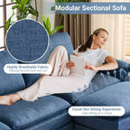 Karl Home |120 in. W Pillow Top Arm Double-layer Cushion Corduroy Sofa in White With Ottoman
