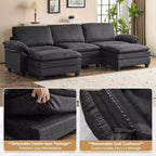 Karl Home |120 in. W Pillow Top Arm Double-layer Cushion Corduroy Sofa in White With Ottoman