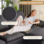 Karl Home |120 in. W Pillow Top Arm Double-layer Cushion Corduroy Sofa in White With Ottoman