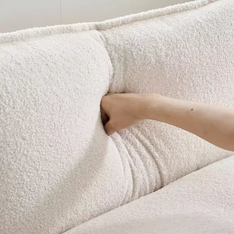 Canapé en chenille bleu Karl Home | 85,4 po L avec accoudoirs, coussin double-couche surpiqué et pouf