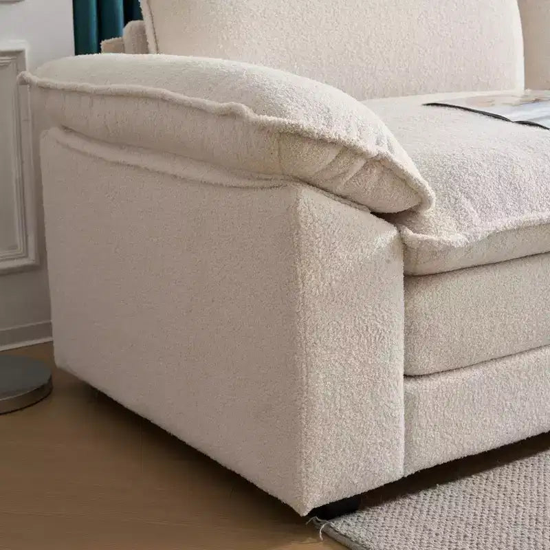 Canapé en chenille bleu Karl Home | 85,4 po L avec accoudoirs, coussin double-couche surpiqué et pouf