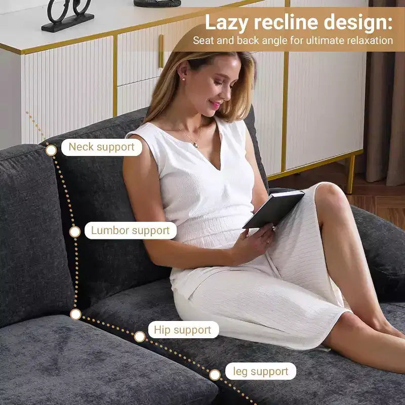 Karl Home |111.2 in. W Pillow Top Arm 3-Piece U-shaped Chenille Sectionals in Beige