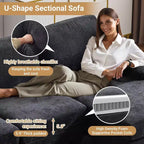 Karl Home |111.2 in. W Pillow Top Arm 3-Piece U-shaped Chenille Sectionals in Beige