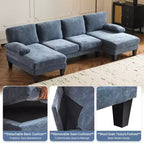 Karl Home |111.2 in. W Pillow Top Arm 3-Piece U-shaped Chenille Sectionals in Beige
