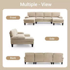 Karl Home |111.2 in. W Pillow Top Arm 3-Piece U-shaped Chenille Sectionals in Beige