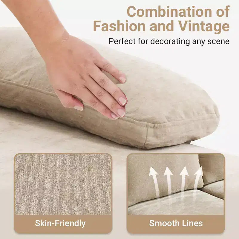 Karl Home |111.2 in. W Pillow Top Arm 3-Piece U-shaped Chenille Sectionals in Beige