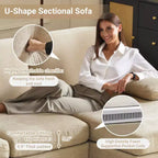 Karl Home |111.2 in. W Pillow Top Arm 3-Piece U-shaped Chenille Sectionals in Beige