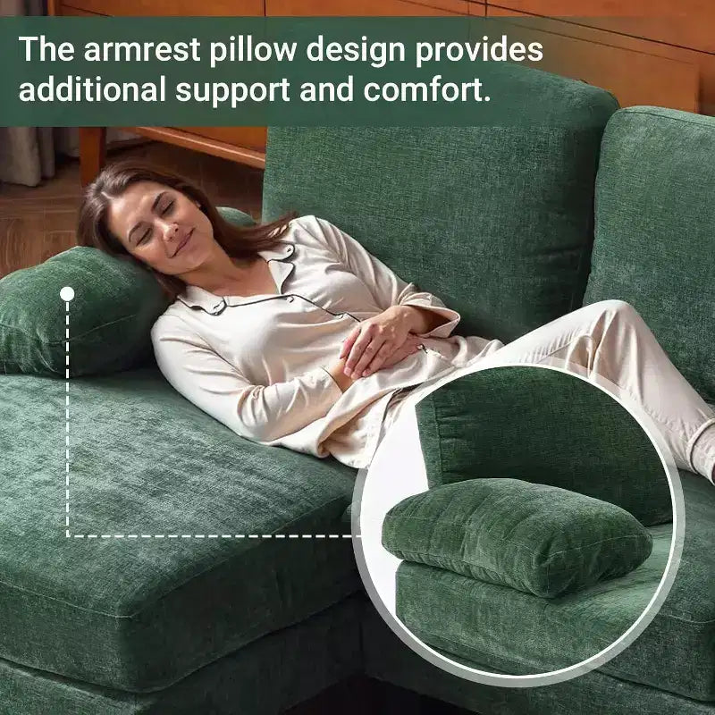 Karl Home |111.2 in. W Pillow Top Arm 3-Piece U-shaped Chenille Sectionals in Beige