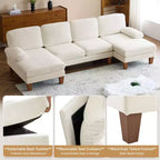 Karl Home |111.2 in. W Pillow Top Arm 3-Piece U-shaped Chenille Sectionals in Beige