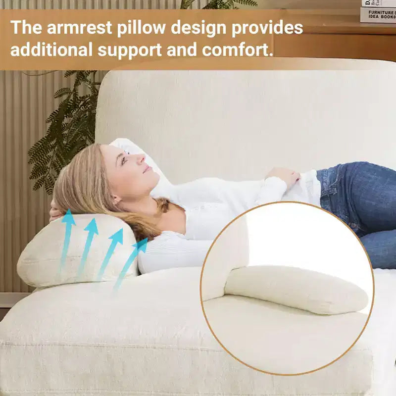 Karl Home |111.2 in. W Pillow Top Arm 3-Piece U-shaped Chenille Sectionals in Beige