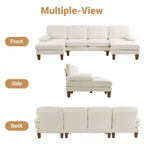 Karl Home |111.2 in. W Pillow Top Arm 3-Piece U-shaped Chenille Sectionals in Beige
