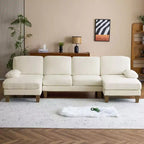 Karl Home |111.2 in. W Pillow Top Arm 3-Piece U-shaped Chenille Sectionals in Beige