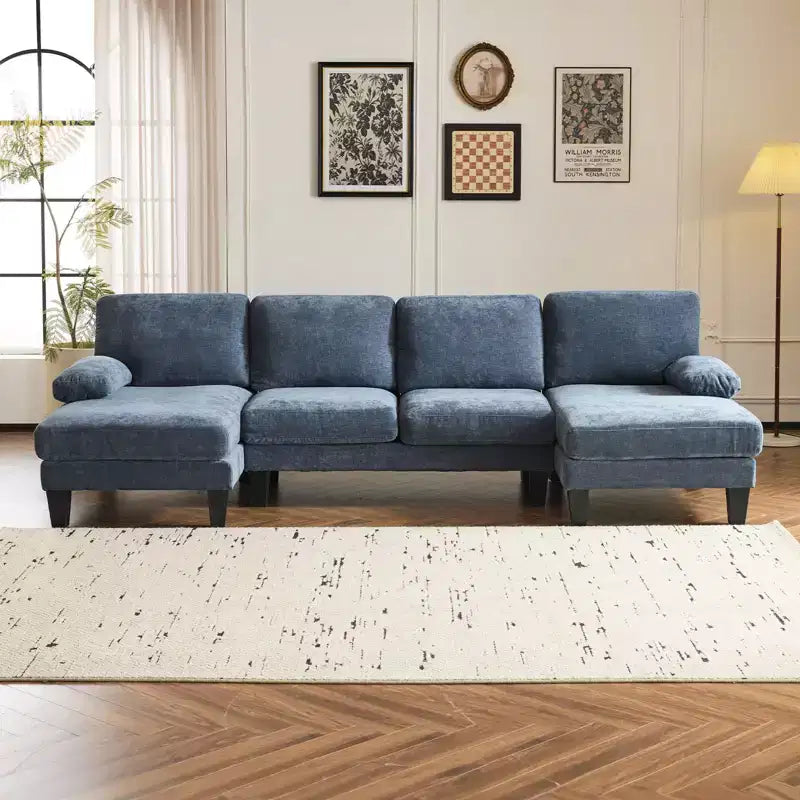 Karl Home |111.2 in. W Pillow Top Arm 3-Piece U-shaped Chenille Sectionals in Beige