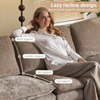 Karl Home | Canapé en chenille bleu avec ottomane, accoudoirs rembourrés et coussin double épaisseur de 305 cm de large