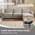 Karl Home |120 in. W Pillow Top Arm Double-layer Cushion Chenille Sofa in Brown With Ottoman