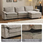 Karl Home |120 in. W Pillow Top Arm Double-layer Cushion Chenille Sofa in Brown With Ottoman