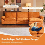 Karl Home |120 in. W Pillow Top Arm Double-layer Cushion Chenille Sofa in Brown With Ottoman