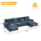 Karl Home |110 in. W Pillow Top Arm 3-Piece U-shaped Chenille Sectionals in Beige