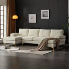 Karl Home |110 in. W Pillow Top Arm 3-Piece U-shaped Chenille Sectionals in Beige