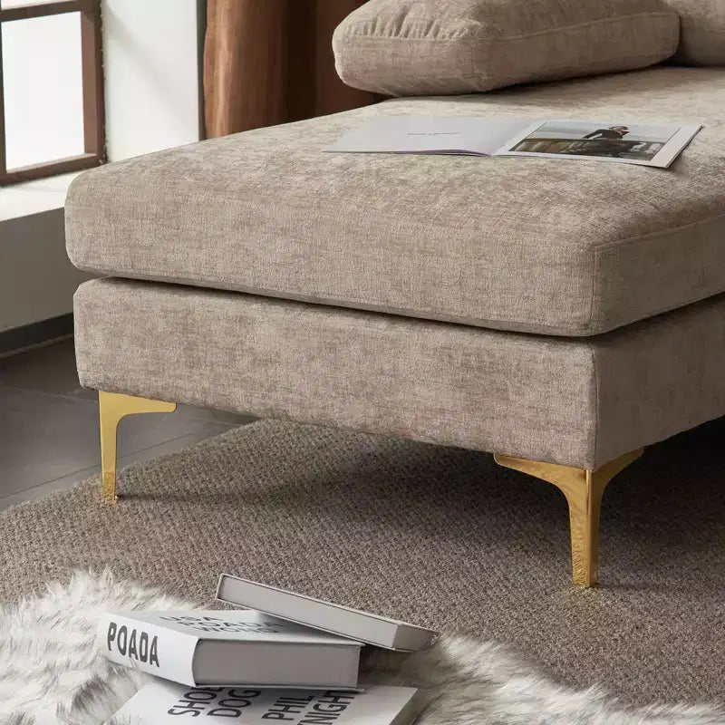 Karl Home |110 in. W Pillow Top Arm 3-Piece U-shaped Chenille Sectionals in Beige