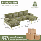 Karl Home |110 in. W Pillow Top Arm 3-Piece U-shaped Chenille Sectionals in Beige