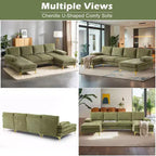 Karl Home |110 in. W Pillow Top Arm 3-Piece U-shaped Chenille Sectionals in Beige