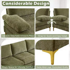 Karl Home |110 in. W Pillow Top Arm 3-Piece U-shaped Chenille Sectionals in Beige