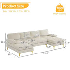 Karl Home |110 in. W Pillow Top Arm 3-Piece U-shaped Chenille Sectionals in Beige