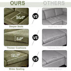 Karl Home |110 in. W Pillow Top Arm 3-Piece U-shaped Chenille Sectionals in Beige