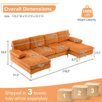 Karl Home |110 in. W Pillow Top Arm 3-Piece U-shaped Chenille Sectionals in Beige