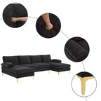 Karl Home |110 in. W Pillow Top Arm 3-Piece U-shaped Chenille Sectionals in Beige